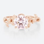 Solitaire Pink Diamond Ring 1ct Round Lab Diamond 4-Prong Ring in Rose Gold