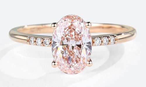 1.5ct Rose Gold Oval Cut Pink Lab Grown Diamond Engagement Ring Pave Bridal Ring (1)