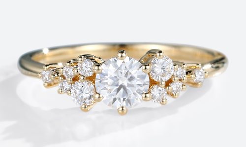 0.5ct Lab Grown Diamond Rings Set Round Cut 6-Prong Promise Ring Set in Yellow Gold