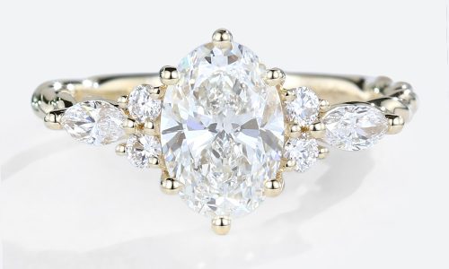 Yellow Gold Oval 1.5ct Lab Grown Diamond Twisted Engagement Ring