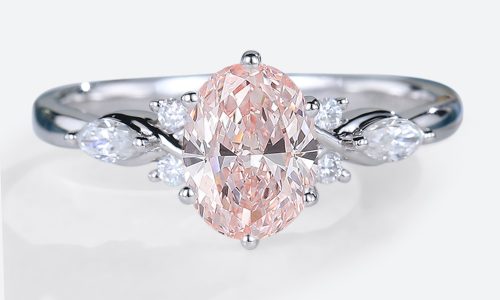 14k White Gold Oval Cut Lab Pink Diamond Rings Simple Oval Engagement Rings (1)