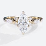 1ct Colorless VS+ Marquise Cut Lab Grown Diamond Unique 6-Prong Engagement Ring in Yellow Gold