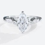 1ct Colorless VS+ Marquise Cut Lab Grown Diamond Unique 6-Prong Engagement Ring in white Gold