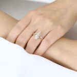 Solid Gold 1 Carat Pear Shaped Lab Diamond Twisted Engagement Ring Set
