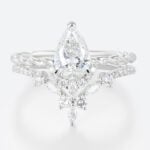 Solid Gold 1 Carat Pear Shaped Lab Diamond Twisted Engagement Ring Set