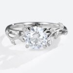 1ct Lab Diamond Ring Solitaire Round Cut Dimaond Leaf Promise Ring