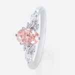 White Gold Oval Cut Pink Diamond Ring 1ct Lab Diamond Cluster 6-Prong Ring