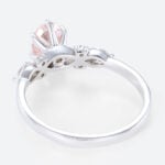 White Gold Oval Cut Pink Diamond Ring 1ct Lab Diamond Cluster 6-Prong Ring