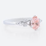 White Gold Oval Cut Pink Diamond Ring 1ct Lab Diamond Cluster 6-Prong Ring
