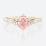Oval Cut Pink Diamond Ring 1ct Lab Diamond Cluster 6-Prong Ring