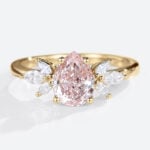 Lab Grown Pink Diamond​ Ring 1ct Pear Cut Cluster 4 Prong Ring