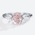 Lab Grown Pink Diamond​ Ring 1ct Pear Cut Cluster 4 Prong Ring