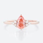 1ct Pear Shaped Pink Diamond Ring Cluster 6-Prong Engagement Rings in Rose Gold