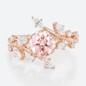 Lab Diamond and Pink Engagement Ring​ 1ct Bypass 6-Prong Ring