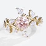 Lab Diamond and Pink Engagement Ring​ 1ct Bypass 6-Prong Ring