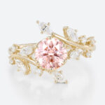 Lab Diamond and Pink Engagement Ring​ 1ct Bypass 6-Prong Ring