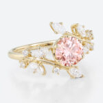 Lab Diamond and Pink Engagement Ring​ 1ct Bypass 6-Prong Ring