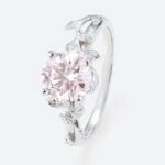Solitaire Pink Diamond Ring 1ct Round Lab Diamond 4-Prong Ring in White Gold