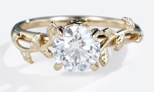 1ct Round Cut Lab Diamond Engagement Ring Solitaire Leaf Design Bridal Ring (1)