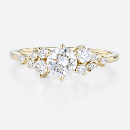 0.5ct Colorless VS+ Round Cut Lab Grown Diamond Dainty 6-Prong Engagement Promise Ring in Yellow Gold