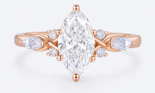 Marquise Cut Lab Grown Diamond Unique 6-Prong Engagement Ring