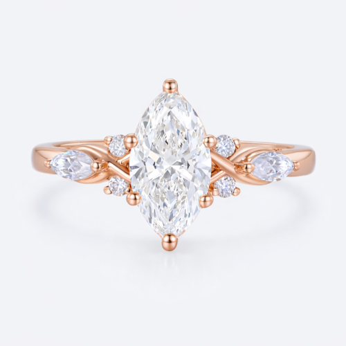 Marquise Cut Lab Grown Diamond Unique 6-Prong Engagement Ring
