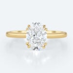 1.5ct Solitaire Lab Grown Diamond Rings Oval Cut Double Claw Ring in Yellow Gold