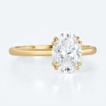 1.5ct Solitaire Lab Grown Diamond Rings Oval Cut Double Claw Ring in Yellow Gold