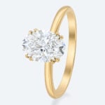 1.5ct Solitaire Lab Grown Diamond Rings Oval Cut Double Claw Ring in Yellow Gold