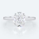 1.5ct Solitaire Lab Grown Diamond Rings Oval Cut Double Claw Ring in White Gold