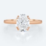 1.5ct Solitaire Lab Grown Diamond Rings Oval Cut Double Claw Ring in Rose Gold