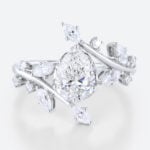 1 Carat Lab Diamond Engagement Ring Pear Shaped 6-Prong Rings in White Gold