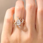 Pear Shaped Lab Grown Diamond Bypass 6-Prong Engagement Ring in Rose Gold