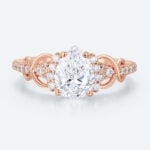 1CT Pear Shaped Lab Grown Diamond Engagement Ring Pave Bridal Ring