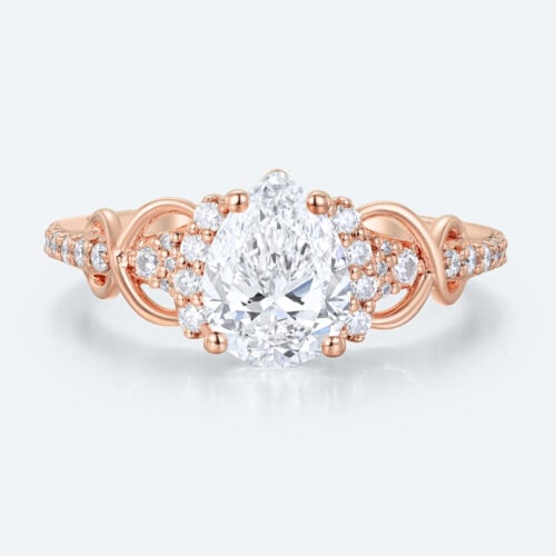 1CT Pear Shaped Lab Grown Diamond Engagement Ring Pave Bridal Ring