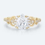 1CT Pear Shaped Lab Grown Diamond Engagement Ring Pave Bridal Ring