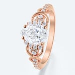 Pear Shaped Lab Grown Diamond Pavé 4-Prong Engagement Promise Ring (3)