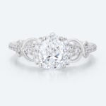1CT Pear Shaped Lab Grown Diamond Engagement Ring Pave Bridal Ring