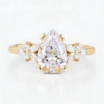 1.5CT Yellow Gold Pear Shaped Lab Grown Diamond Engagement Ring