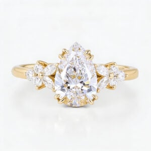 1.5CT Yellow Gold Pear Shaped Lab Grown Diamond Engagement Ring