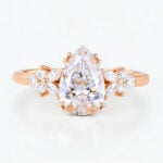 1.5CT Rose Gold Pear Shaped Lab Grown Diamond Engagement Ring
