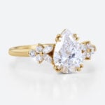 1.5CT Yellow Gold Pear Shaped Lab Grown Diamond Engagement Ring