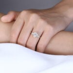 Pear Shaped Lab Grown Diamond Petal Side Stones Double Claw Prong Engagement Ring (6)