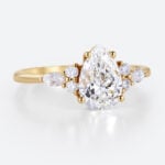 Yellow Gold 1.5ct Pear Shaped Lab Diamond Ring​ Vintage Prong Promise Ring