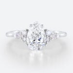 1.5ct Pear Shaped Lab Diamond Ring​ Vintage Prong Promise Ring