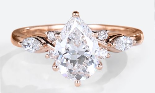 Rose Gold 1.5CT Pear Shaped Lab Diamond Engagement Ring (1)