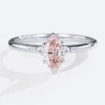White Gold Three Stone Pink Diamond Ring 0.5ct Marquise Cut Lab Diamond Ring