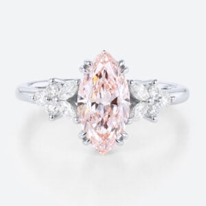 White Gold Marquise Cut Pink Diamond Ring 1ct Double Claw Engagement Ring