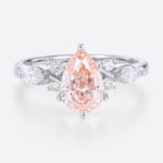 White Gold Pear Shaped Pink Diamond Ring Classic 1ct Fancy Pink Diamond Ring