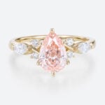 Yellow Gold Pear Shaped Pink Diamond Ring Classic 1ct Fancy Pink Diamond Ring